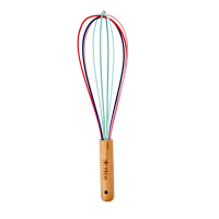 Large Whisk Wooden Handle Colourful Silicone Head Rice DK